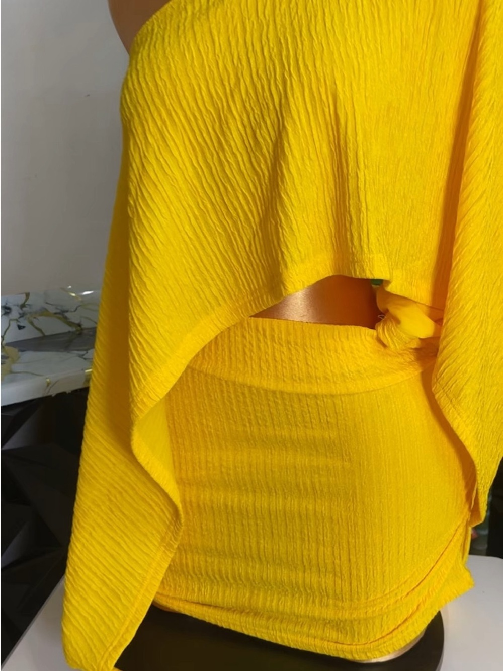 🔥👗Asymmetrical Knot-Detail Yellow Women's Skirt
